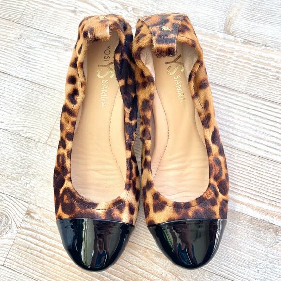 Yosi Samra Heidi Block Heel Cap Toe Calf Hair Pumps | Leopard/Black Siz… - Picture 4 of 8